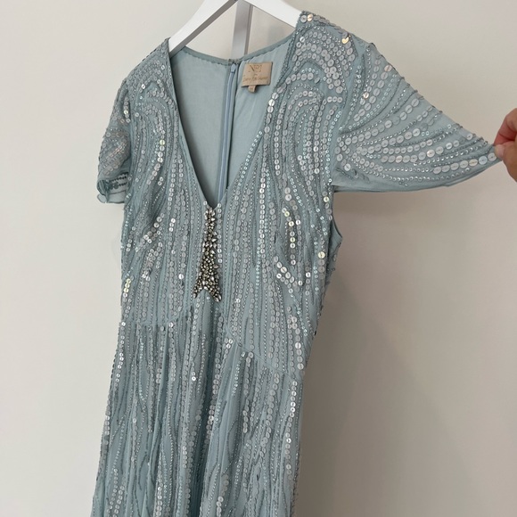 JENNY PACKHAM NO. 1. BLUE SEQUIN GOWN SIZE US 10 / UK 14 - Picture 6 of 17